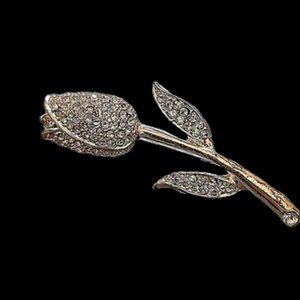 Silver rhinestone brooch